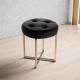 Pouf Tondo con piedi oro ecopelle nero h 45 cm