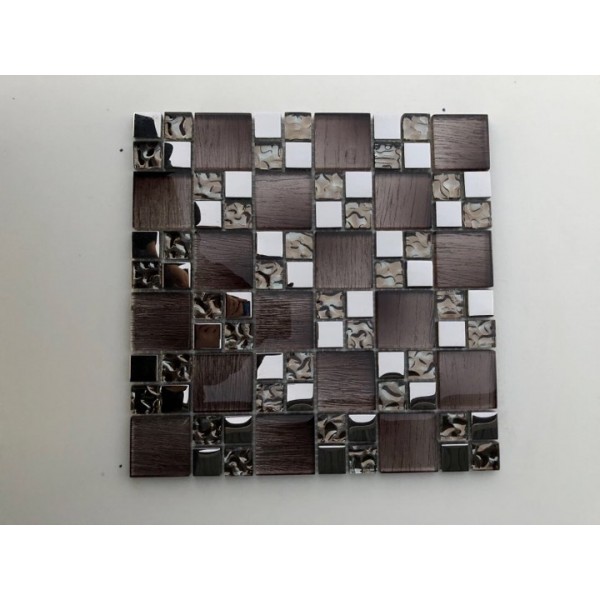 Mosaico su rete Legno Brown - 30x30 Cm