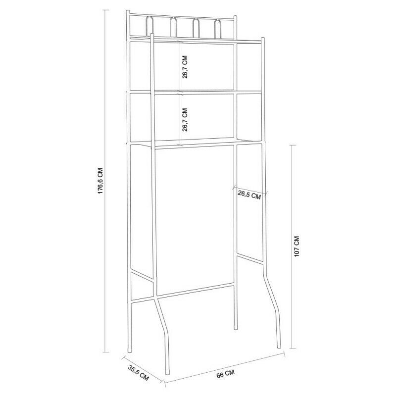 Scaffale sopralavatrice 3 ripiani bianco 